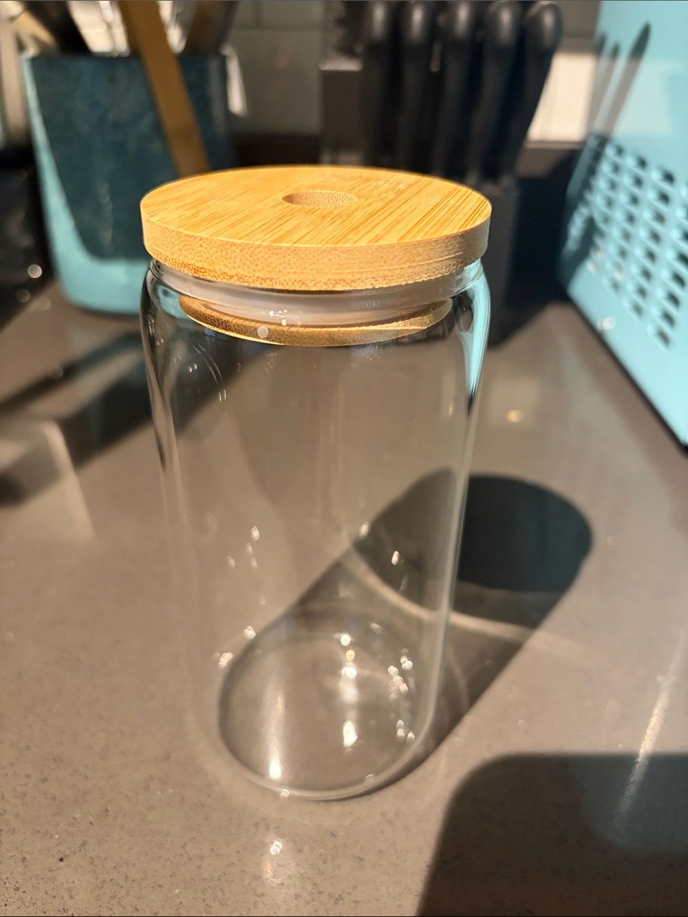 Bamboo Lid Glass Storage Jar - Clear Glass with Natural Bamboo Lid